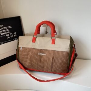 Large-capacity, expandable, color-blocked tote bag