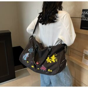 Women's canvas and denim travel bag, denim sports and gym bag