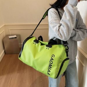 Gym and travel duffel bag with a separate compartment for wet items