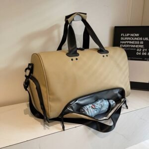 Gym and travel duffel bag with a separate compartment for wet items